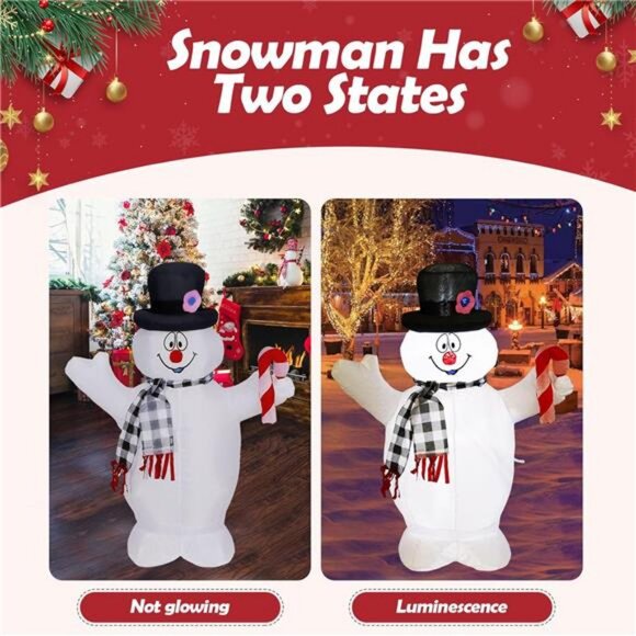 4FTChristmas Snowman Black and White Collar Hand-held Crutch Built-in LED Lights - Picture 4 of 7